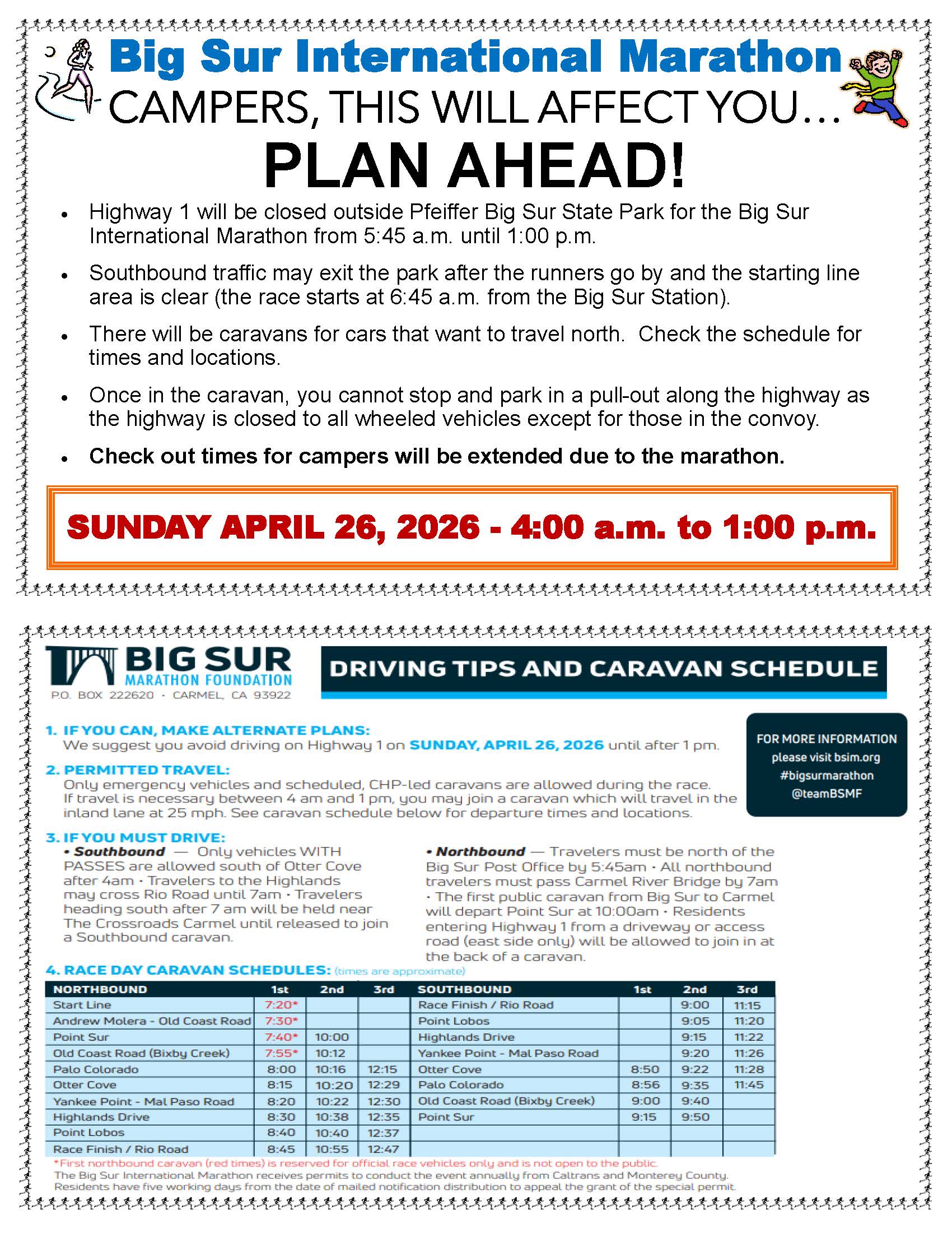 Big Sur International Marathon Camper Notification